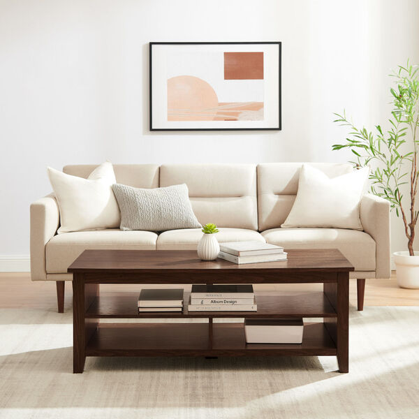 Groove Dark Walnut Grooved Panel Coffee Table with Lower Shelf, image 1