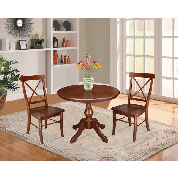 Espresso 30-Inch High Round Pedestal Table with Chairs, 3-Piece, image 2