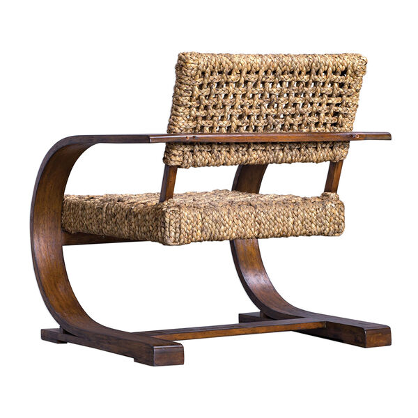 Rehema Natural Woven and Pecan Accent Chair, image 3