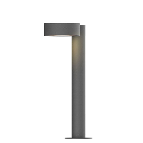 Inside-Out REALS Textured Gray 16-Inch LED Bollard with Plate Lens and Plate Cap with Frosted White Lens, image 1