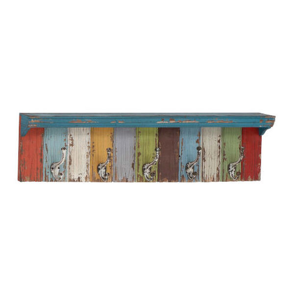 Multicolor Wood Wall Hook with Shelf, image 6