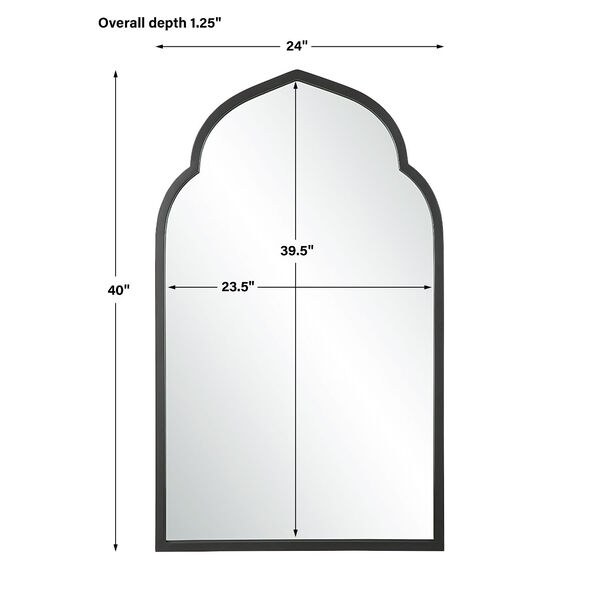 Kenitra Matte Black 24-Inch x 40-Inch Arch Wall Mirror, image 4