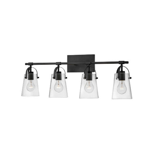 Foster Black Four-Light Bath Vanity With Clear Glass, image 2