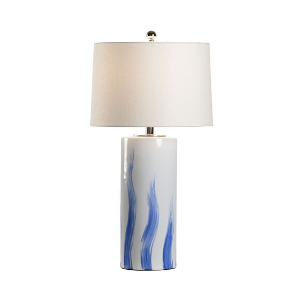 White and Blue One-Light Brush Table Lamp, image 1