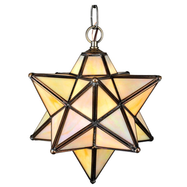 Moravian Star Bronze and Beige One-Light Mini Pendant, image 1