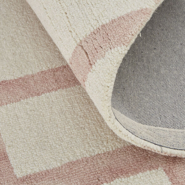 Lorrain Geometric Patterned Wool Pink Ivory Area Rug, image 5