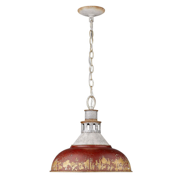 Kinsley Aged Galvanized Steel 14-Inch One-Light Pendant with Antique Red Shade, image 2
