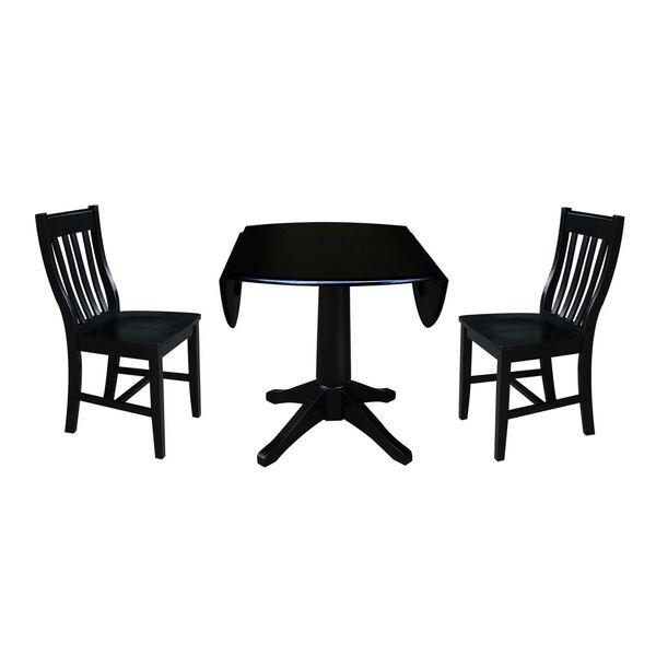 Black 42-Inch Round Top Pedestal Table with Chairs, 3-Piece, image 5