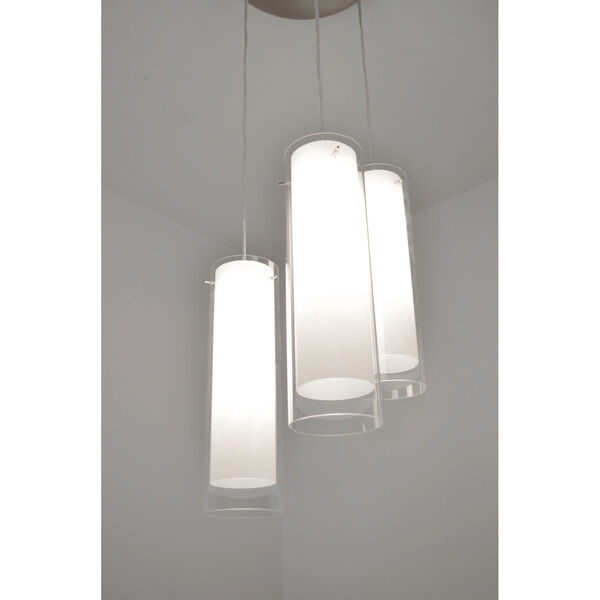 View Satin Nickel One-Light Mini Pendant with White Shade, image 2