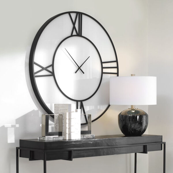 Reema Matte Black and White Wall Clock, image 1