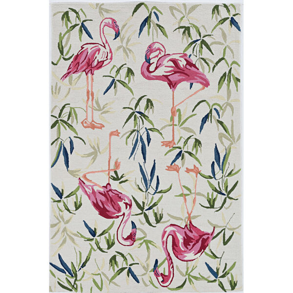 Sonesta Flamingo Ivory and Pink Round: 7 Ft. 6 In. Area Rug, image 1