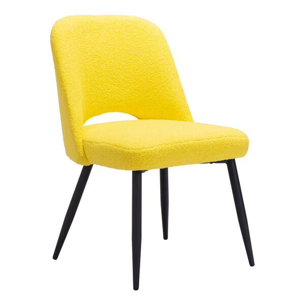 Teddy Yellow and Matte Black Dining Chair, image 1
