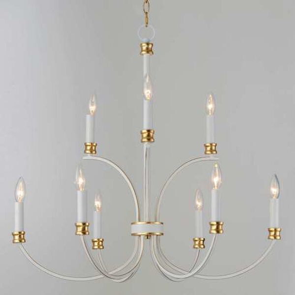 Charlton Weathered White Gold Leaf Eight-Light Chandelier, image 3