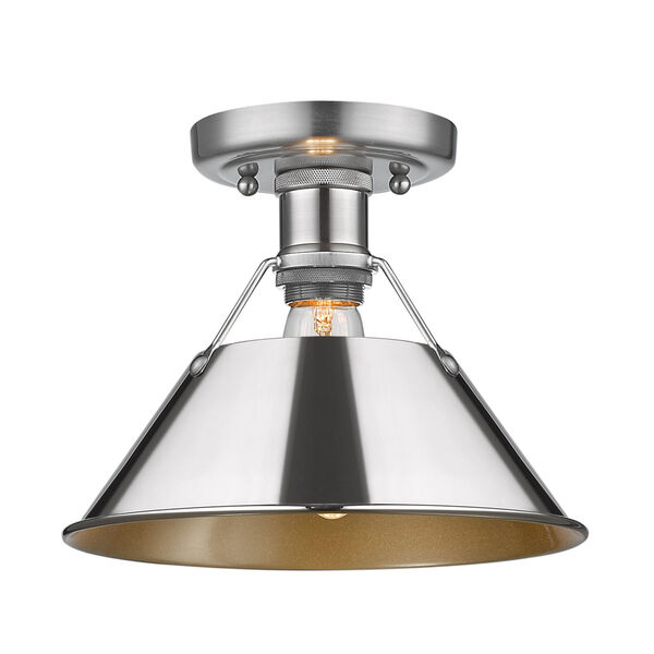 Orwell Pewter 10-Inch One-Light Flush Mount with Chrome Shade, image 2