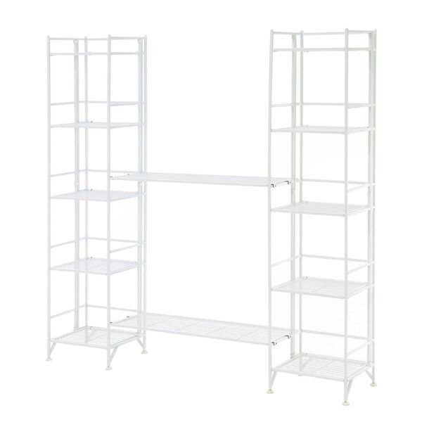 Xtra Storage White Five-Tier Folding Metal Shelves with Set of Two Deluxe Extension Shelves, image 1