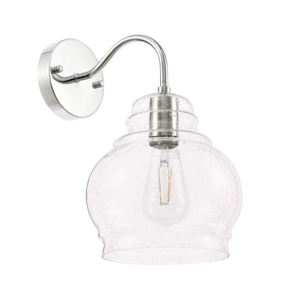 Pierce Chrome Eight-Inch One-Light Wall Sconce with Clear Seeded Glass, image 5