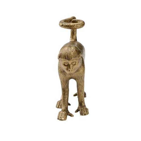 Antique Brass Right Facing Monkey Statue, image 6