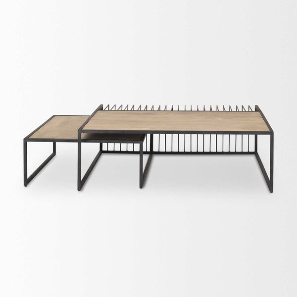 Miles Black Metal With Light Wood Nesting Coffee Tables (Set of 2), image 4