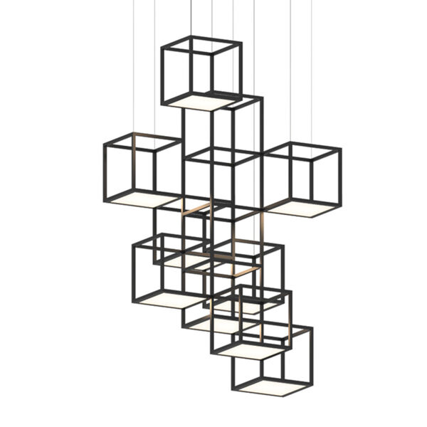 Cubix Satin Black Nine-Light Vertical LED Pendant, image 1