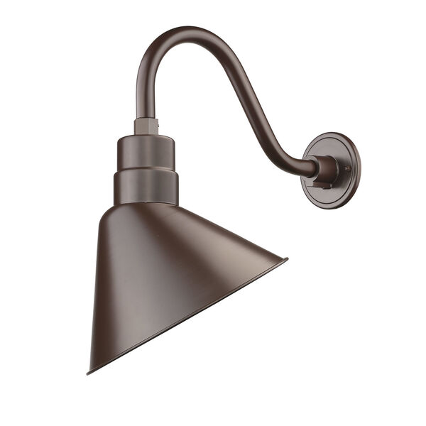 R Series Bronze 12-Inch One-Light Outdoor Wall Sconce with Gooseneck, image 1