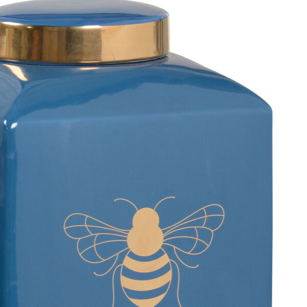 Shayla Copas Blue Glaze and Metallic Gold Bee Gracious Ginger Jar, image 2