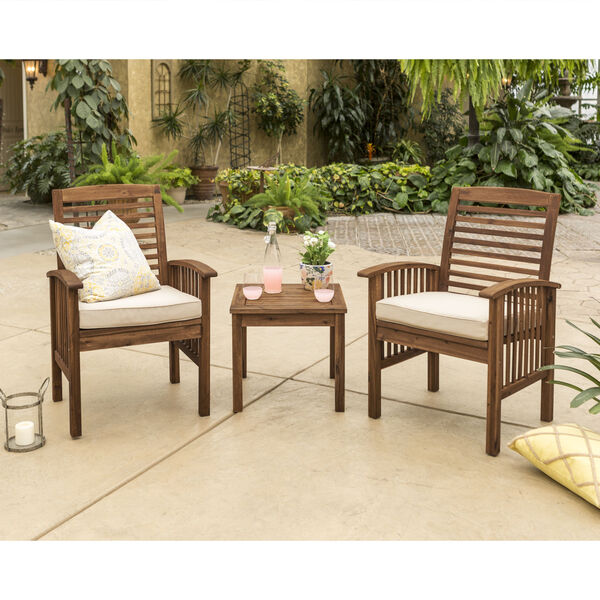 Dark Brown Patio Chairs and Side Table, image 1