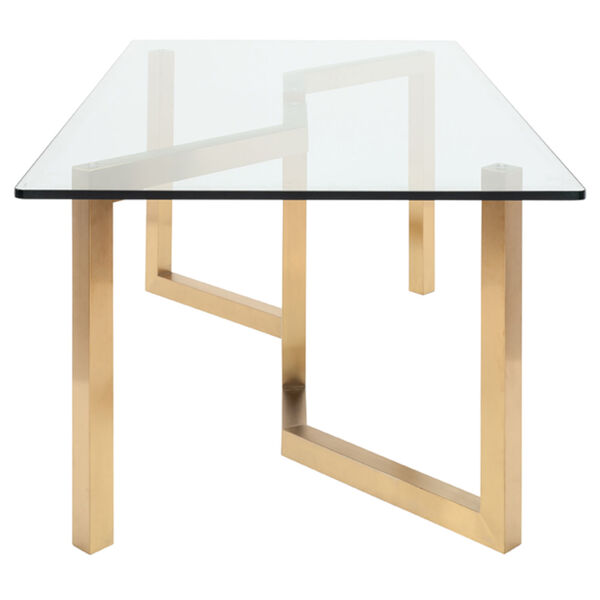 Paula Clear and Brushed Gold Dining Table, image 3