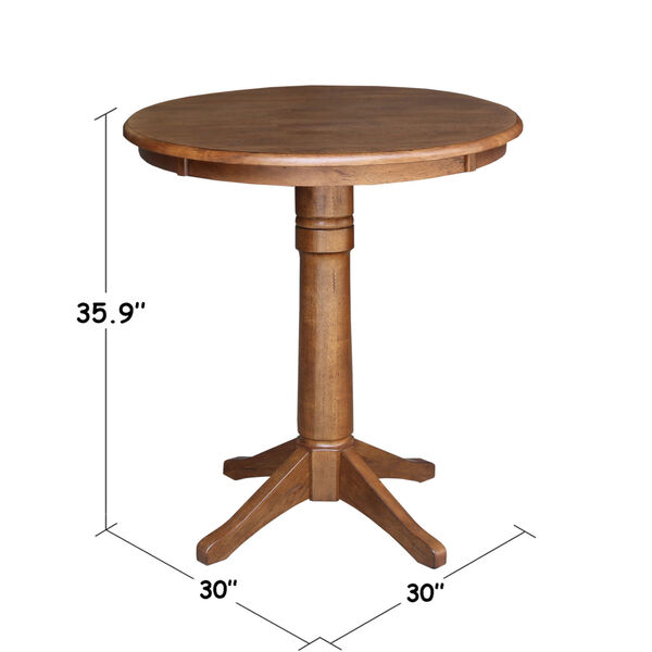 Distressed Oak 30-Inch Round Top Counter Height Pedestal Table, image 4