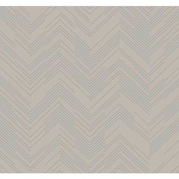 Polished Chevron Taupe and Silver Wallpaper, image 2