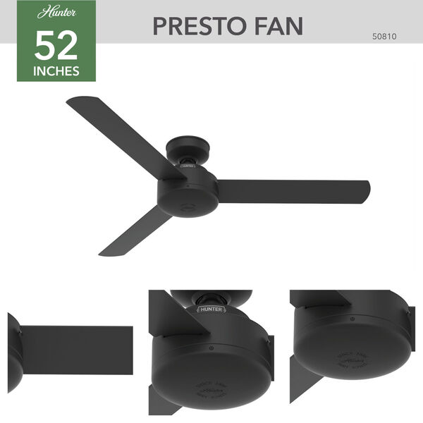 Presto Matte Black 52-Inch Ceiling Fan, image 5