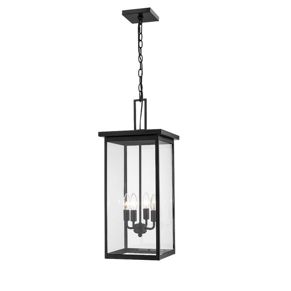 Barkeley Powder Coat Black Four-Light Outdoor Hanging Lantern, image 1