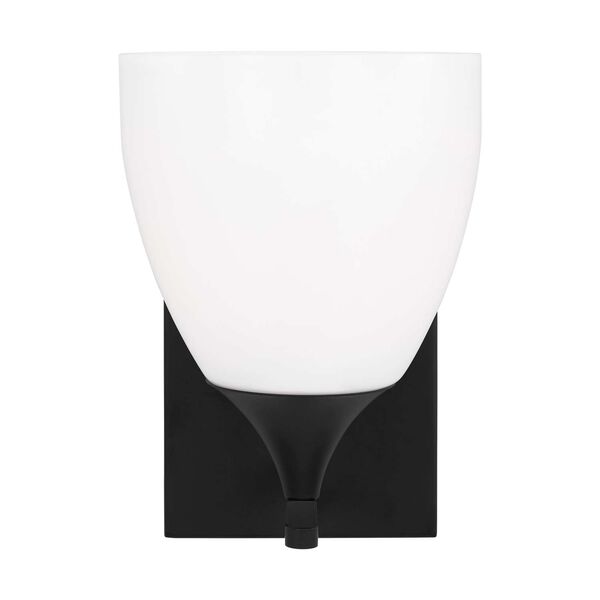 Toffino Midnight Black One-Light Bath Sconce with Milk Glass by Drew and Jonathan, image 1