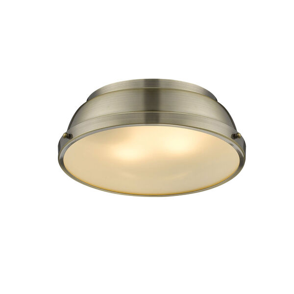 Duncan Aged Brass Two-Light Flush Mount with Aged Brass Shades, image 3