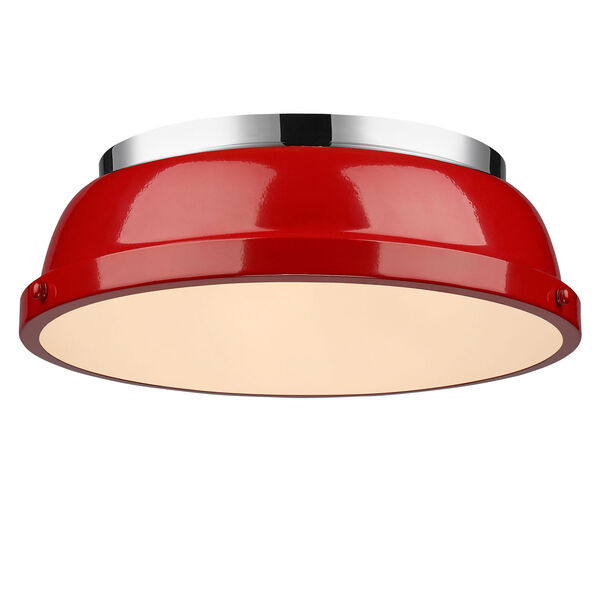 Duncan Red and Chrome Two-Light Flush Mount, image 1