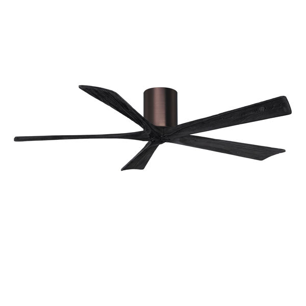 Irene-5H Brushed Bronze 60-Inch Outdoor Flush Mount Ceiling Fan with Matte Black Blades, image 1