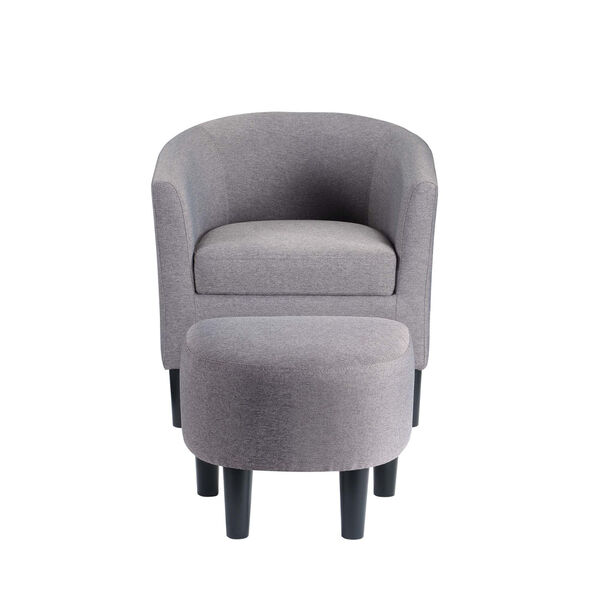 Take a Seat Cement Gray Linen Churchill Accent Chair with Ottoman, image 4