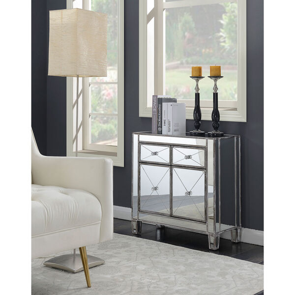 Gold Coast Vineyard 2 Drawer Mirrored Cabinet in Weathered Gray, image 1