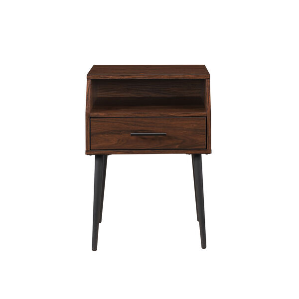 Nora Dark Walnut One-Drawer Side Table with Open Storage, image 2