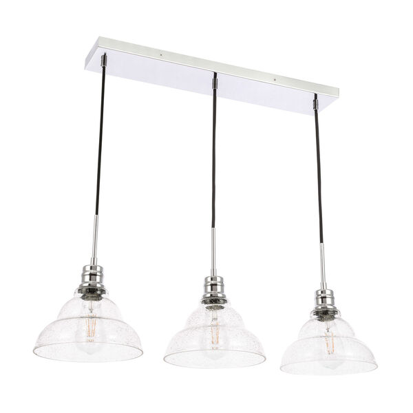 Clive Chrome Three-Light Pendant with Clear Seeded Glass, image 5