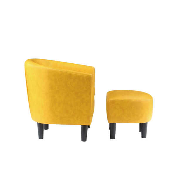Convenience Concepts Take A Seat Yellow, Yellow Leather Chair With Ottoman