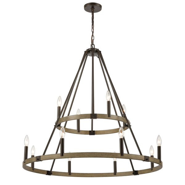Transitions Oil Rubbed Bronze and Aspen 36-Inch 12-Light Chandelier, image 3