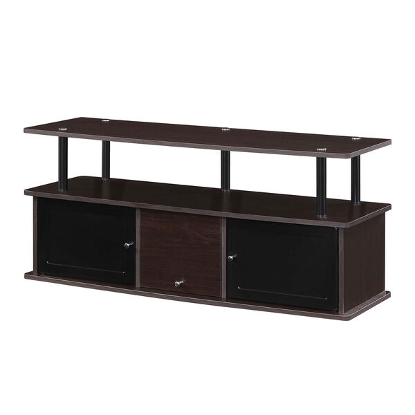 Designs2Go Espresso and Black TV Stand with Three Storage Cabinet and Shelf, image 2