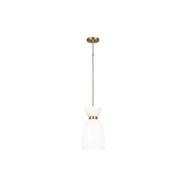 Londyn Burnished Brass One-Light Mini Pendant with Milk White Shade, image 1
