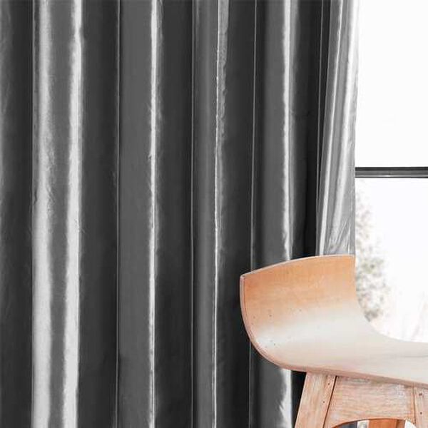 Graphite Blackout Faux Silk Taffeta Single Panel Curtain 50 x 96, image 7