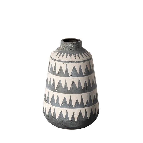 Delaney Gray and White Patterned Ceramic Vase, image 1