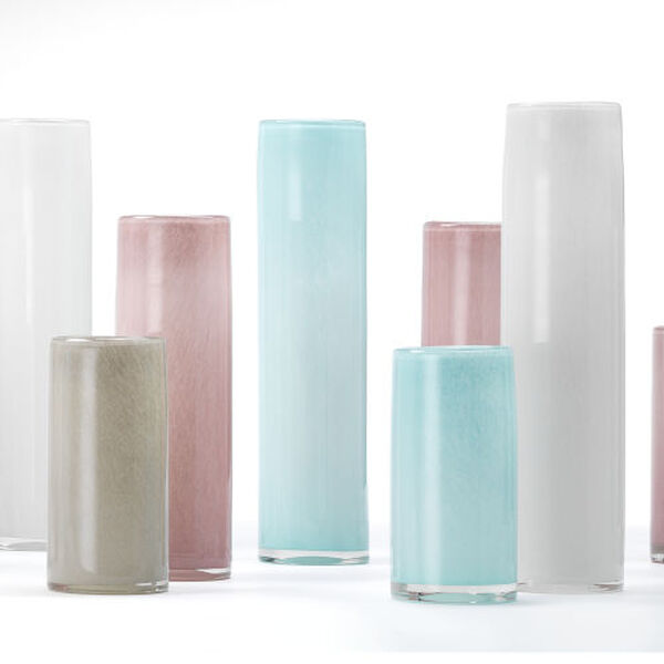 Gwendolyn White Hand Blown Vases Set of Three, image 3