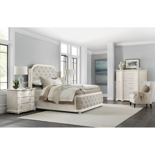 Traditions Soft White King Upholstered Panel Bed, image 2