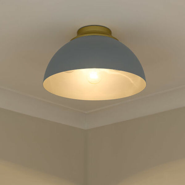 Essex Olympic Gold and Matte Gray Three-Light Flush Mount, image 4