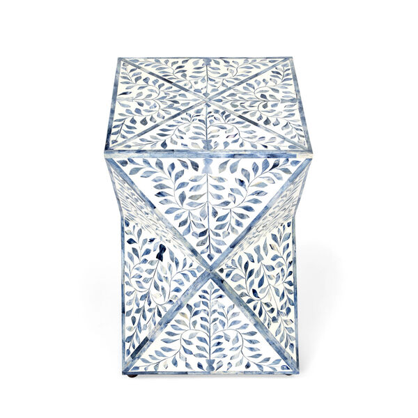 Anais Sky Blue and White Bone Inlay End Table, image 3