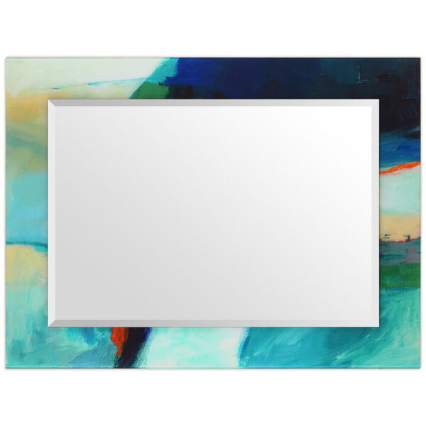 Sky Blue 40 x 30-Inch Rectangular Beveled Wall Mirror, image 3